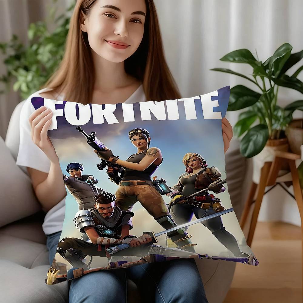 F-FortniteS Cushion Pillow Case Plush Fabric Soft Pillowcase Double Sided Print Cushion Cover Household Gifts 26x26Inch