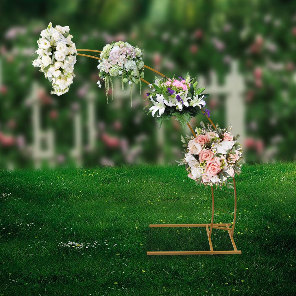 6.5ft Gold Crescent Moon Wedding Arch Stand,Elegant Curved Flower Balloon Frame for Ceremony Decor - Classic Style, 5kg Capacity