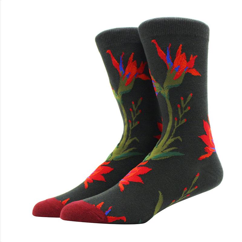 Roliga glada herrstrumpor med grafisk design, kammad bomull, omelett, groda, galen klocka, lax, majs, fågel, fisk, strumpa, julklapp