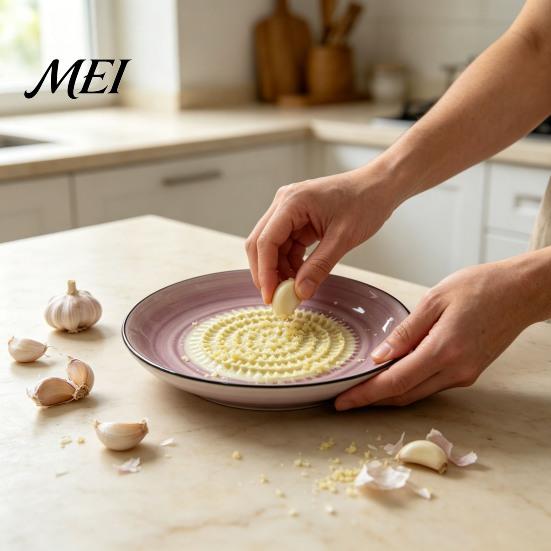 Garlic Paste Maker Ceramic Grater Bowl, Multifunctional Ginger Mincer Plate Olive Oil Dip Mixer Bowl for Food, Spanish Tomato Roaster Dish,
