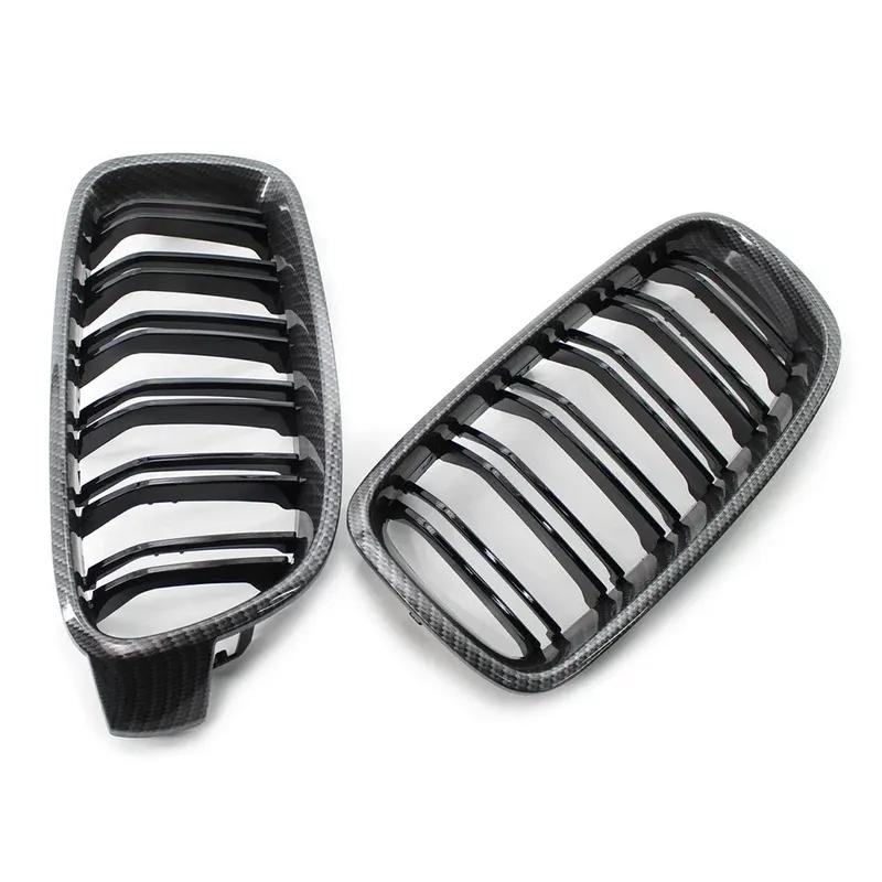 2PCS Dual Slat Style Grille Front Bumper Kidney Mesh Grill For BMW F30 F31 F35 F80 2012-2018 Bumper ABS Car Replacement
