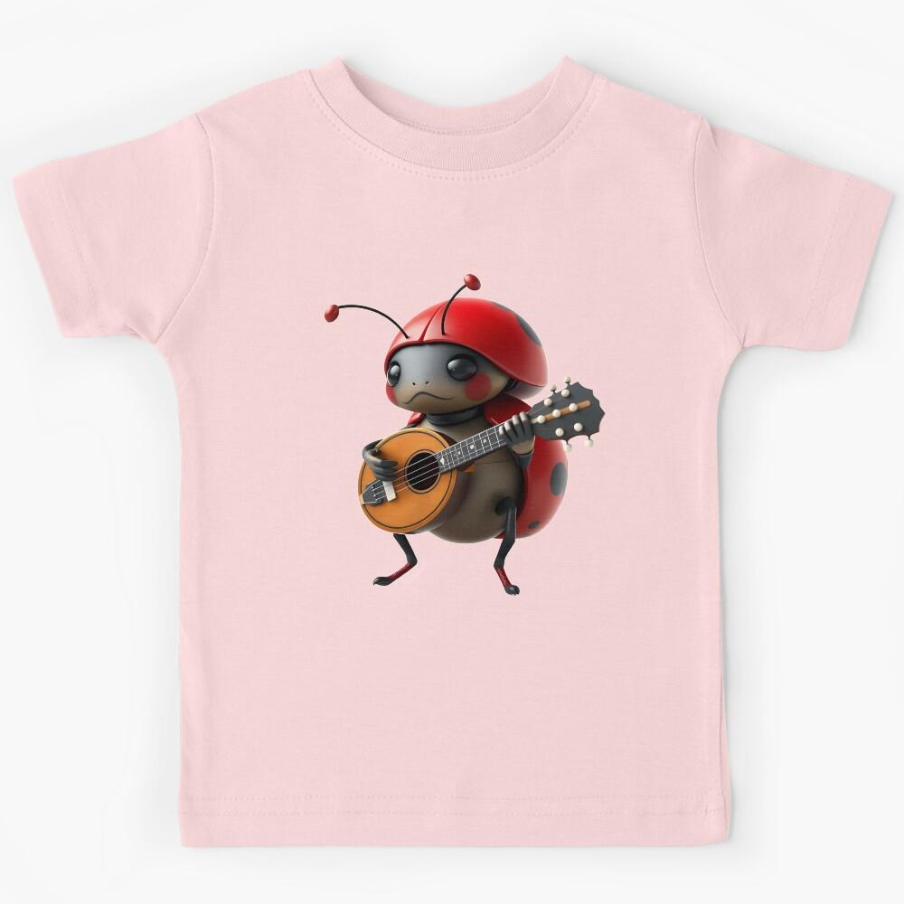 Cute Ladybug Playing Mandolin Kids T-Shirt 150