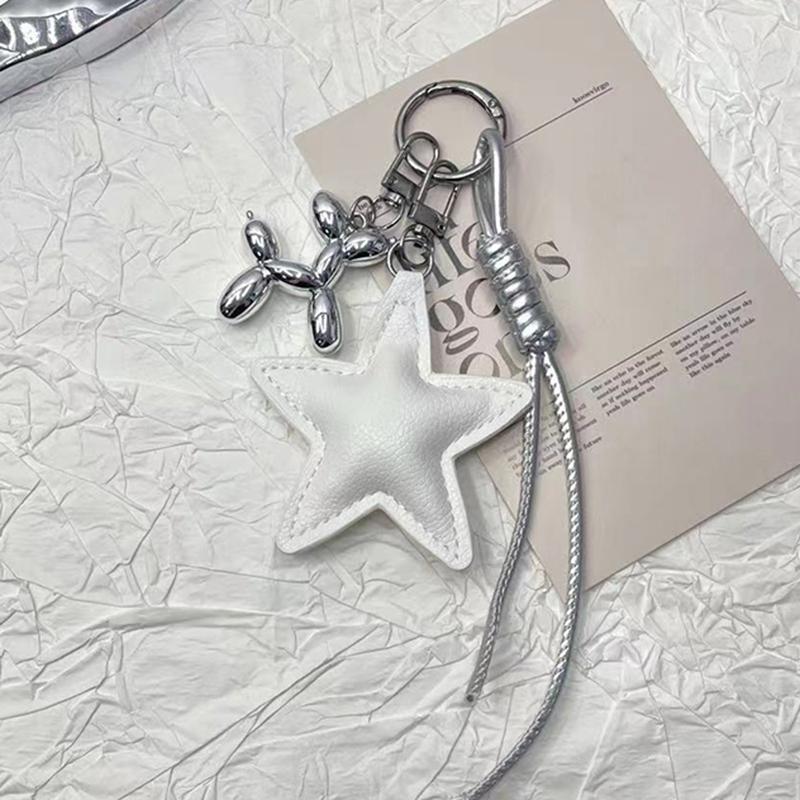 

Yogodlns Solid Color Star Faux Leather Mini Backpack Hanging Handbag Pendant Bag Pendant Bags Accessories one size білий