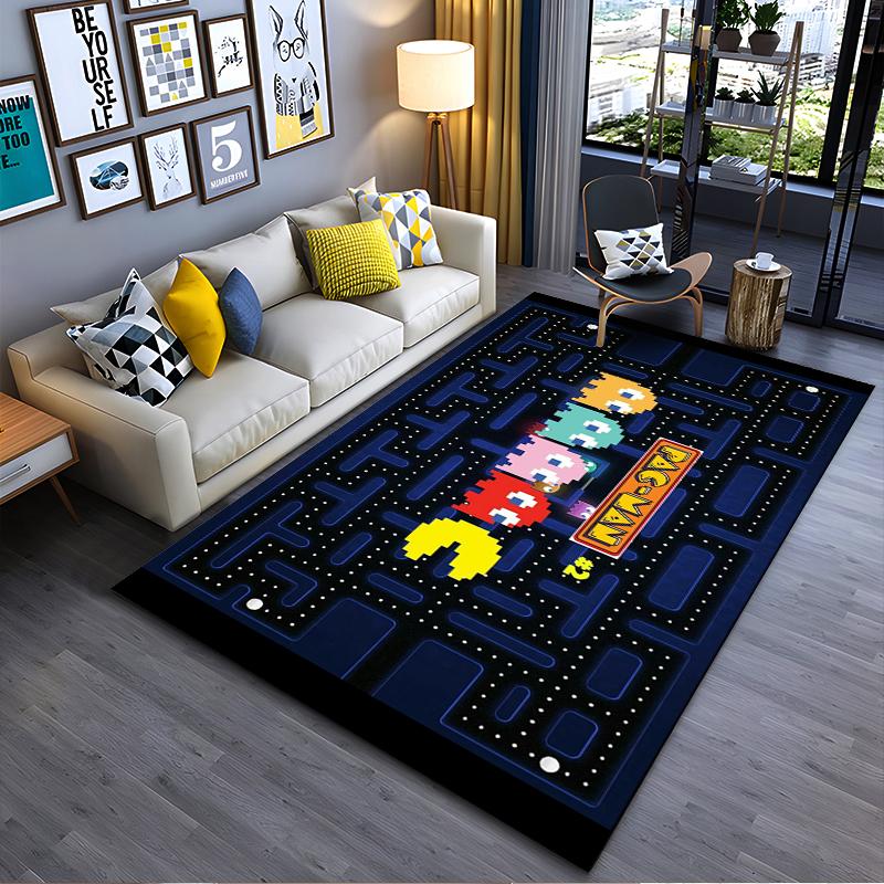 Classic Pac-Man Game Design Carpet Non-slip rug suitable for living room and bedroom sofas.