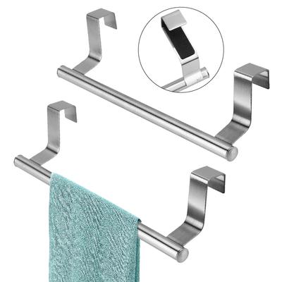 Towel Rack Stainless Steel Towel Stand Wall Mounted Towel Rack Single Rod Kitchen Cabinet Hanging Bathroom Storage Organizer