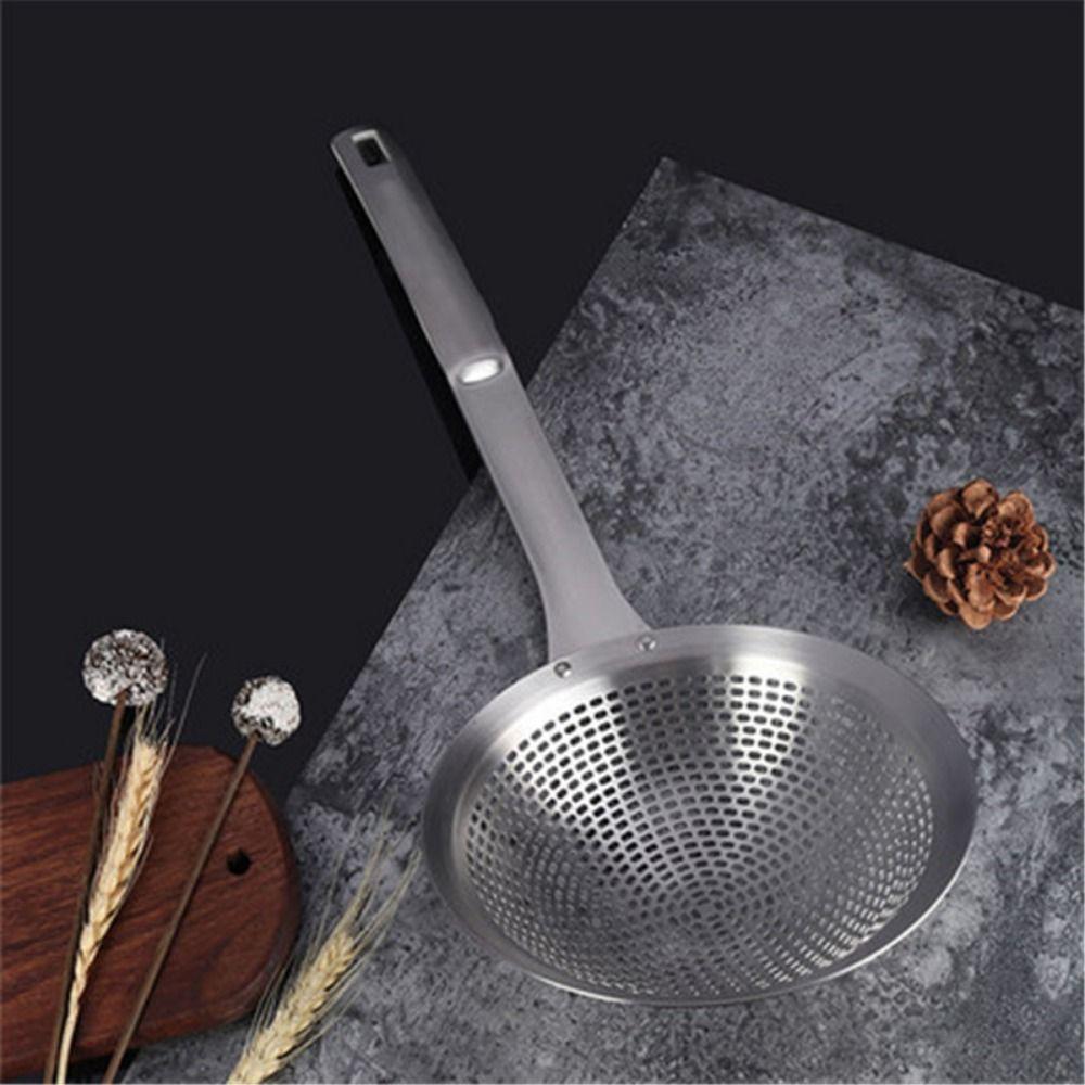 Stainless Steel Kitchen Draining Scoop Fine Holes Oil Colander Spoon Pasta Drainage