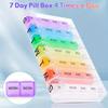 Weekly Rainbow Pill Box 28 Grids 4 Times A Day Portable Pill Organizer Spring Assisted Easy To Open for Vitamins and Supplements