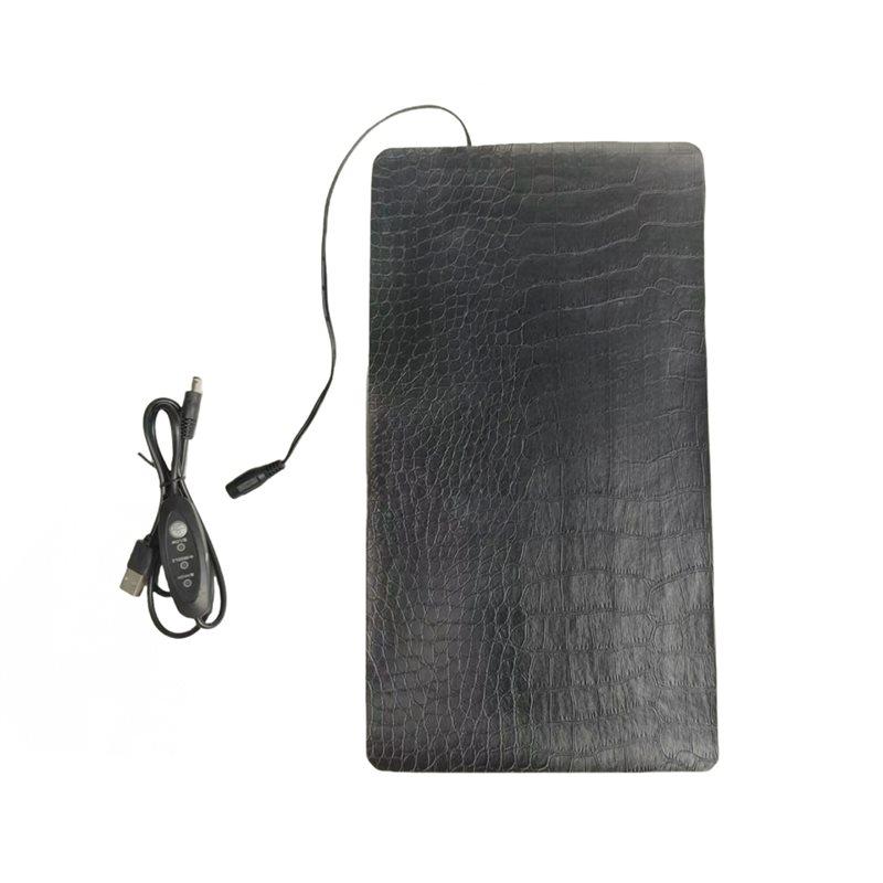 USB For Reptile And Turtle Heating Pad Adjustable 3-Level Temperature, Leather Design Anti-Scratch Waterproof Pet Pad 22X 15CM