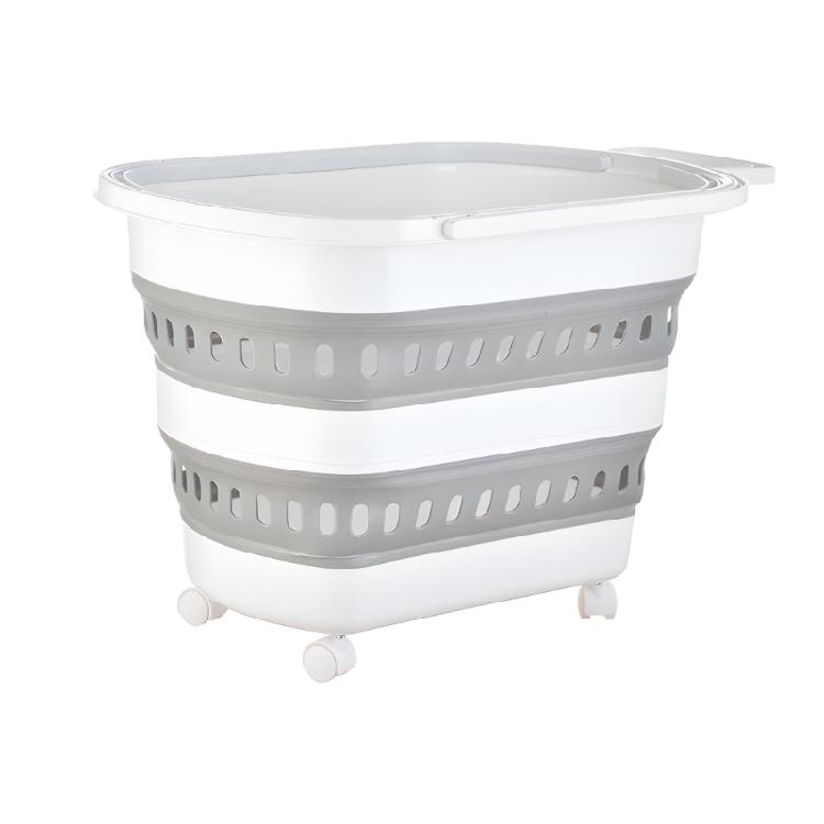 

Rolling Clothes Hamper With Foldable Wall And Ergonomic Pull Handle For Effortlessly Mobility 1