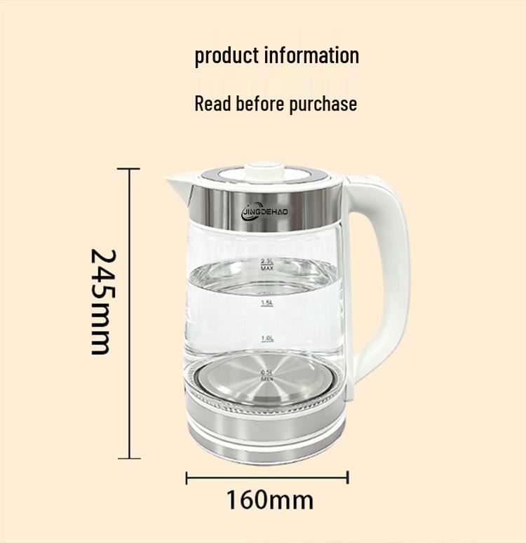 Insulated Electric Kettle with Large Capacity, Durable 304 Stainless Steel & Glass, Auto Power-Off for Home.