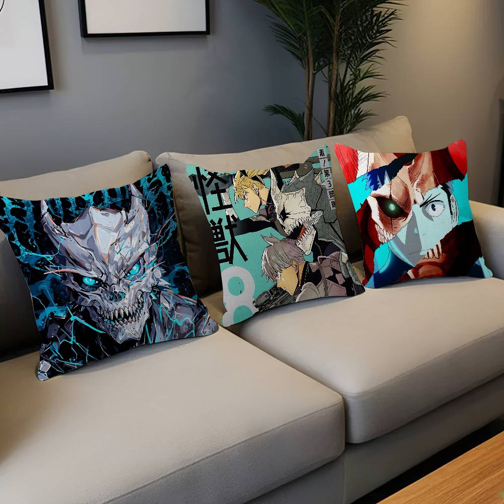 Powerful Monster Comics K-Kaiju No.8 Pillow Covers Cartoon Sofa Decorative Home Double-Sided Printing Short Plush Cushion Cover