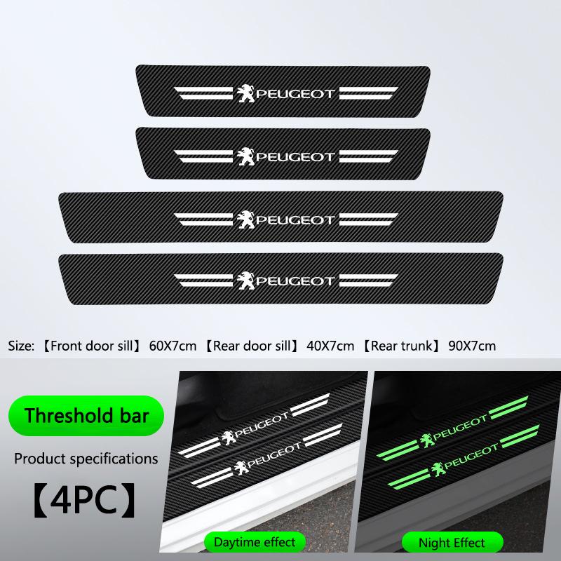 

2026 Hot Car Sticker 4Pcs Car Threshold Bar Strip Noctilucent Stickers For Peugeot 206 307 308 3008 207 208 407 508 2008 5008 10
