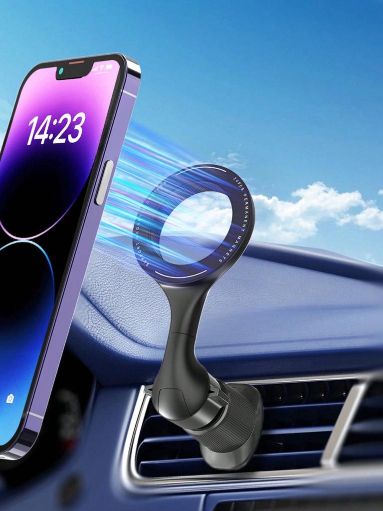 Magnetic Car Phone Holder-Adjustable Ball Joint, 360° Rotation, Strong Neodymium Magnet & Built-in Magnetic Ring, Universal Fit