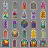 50 Pieces of Retro Colored Church Glass Personalized Creative Baroque Decorative Water Cup Computer Tablet Stickers