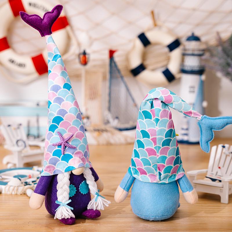 Cute Mermaid Summer Gnome Plush Dolls With Soft Fabric Tail Ideal For Seasonal Decoration
