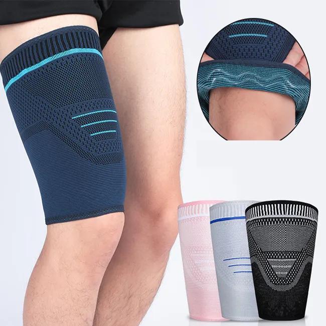 Knitted Nylon Spandex Thigh Brace Compression Support Breathable Protection for Soccer Gym Sports Athletics Stability Leg Guard