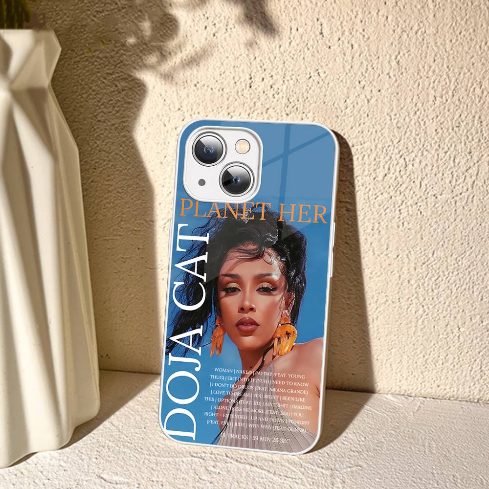 Doja Singer C-Cat For IPhone 14 13 12 Mini 11 Pro XS Max X XR 14 Plus Tempered Glass Cover
