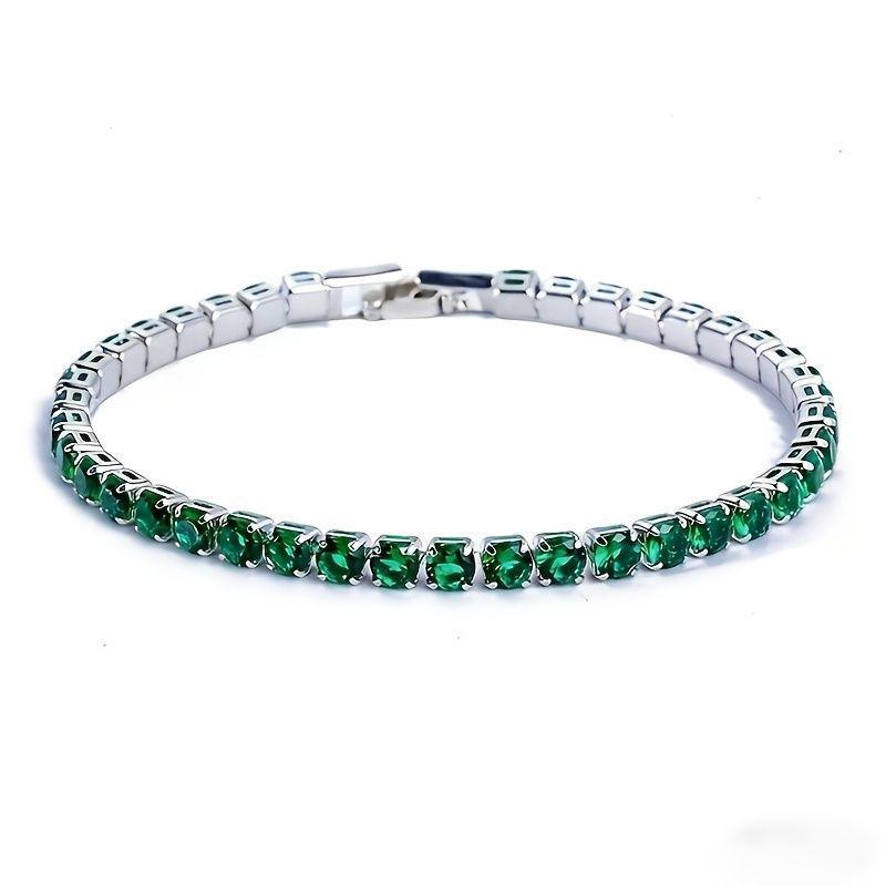 Trendy Zircon Bracelet: European  American Style, Noble  Versatile Fashion for Women зелёный