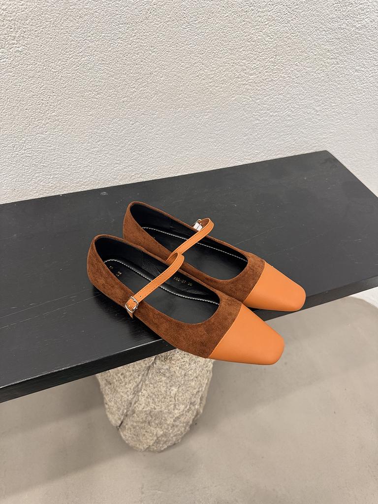 fashion Round Toe Women Flats Loafers 2024 New Arrivals Casual Daily Shoes Belt Buckle Flock Dress Shoes Woman Beige Black Brown Khaki