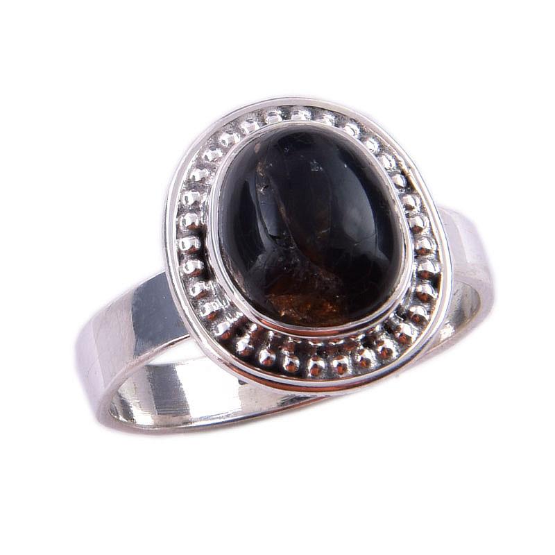 Natural Black Copper Turquoise Gemstone 925 Solid Sterling Silver Ring S.8 A0i82