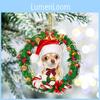 Charming Cartoon Christmas Dog Wreath Decoration Perfect For Tree And Car Decor