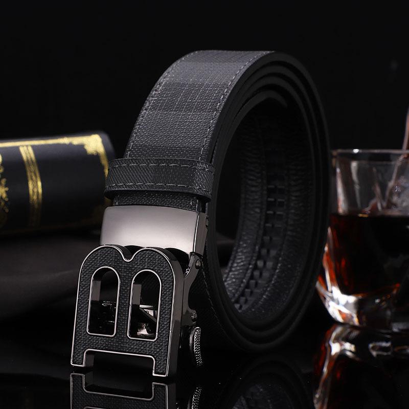 B Brand Men's Automatic Embossed Leather Belt - Versatile Business Style