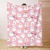 1pc Halloween Throw Blanket - Pastel Pink Background with Cute Ghosts, Soft Flannel Bedspread/Seat Cushion for Couch, Camping
