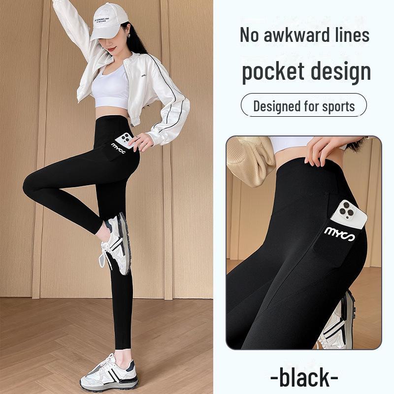 Shark Women's High-Waist Yoga Cycling Leggings: Hip-Lifting, Tummy-Tightening with Pockets, Perfect for Summer, Spring, and Autumn Outerwear.