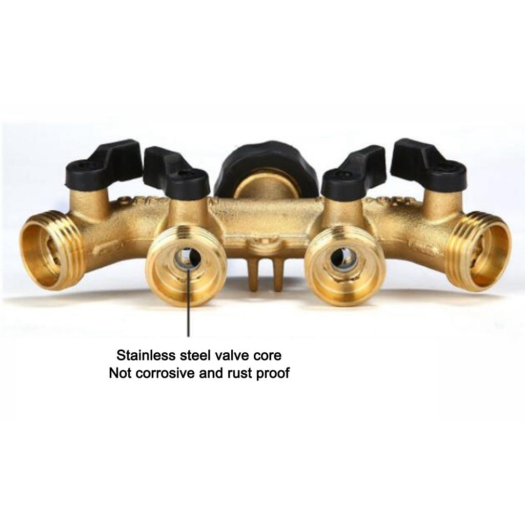 Ball Valve Water Distributor Corrosion Resistant 4 Way Water Splitter Rust Proof Hex Metal Plug with Washer for Garden Watering