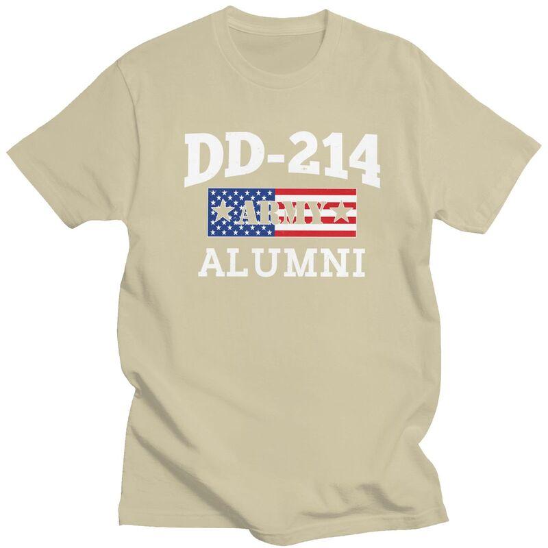 Custom Male DD214 Army Alumni US American Flag T Shirts Short Sleeve Cotton Tshirt Leisure Tee Slim Fit Clothing