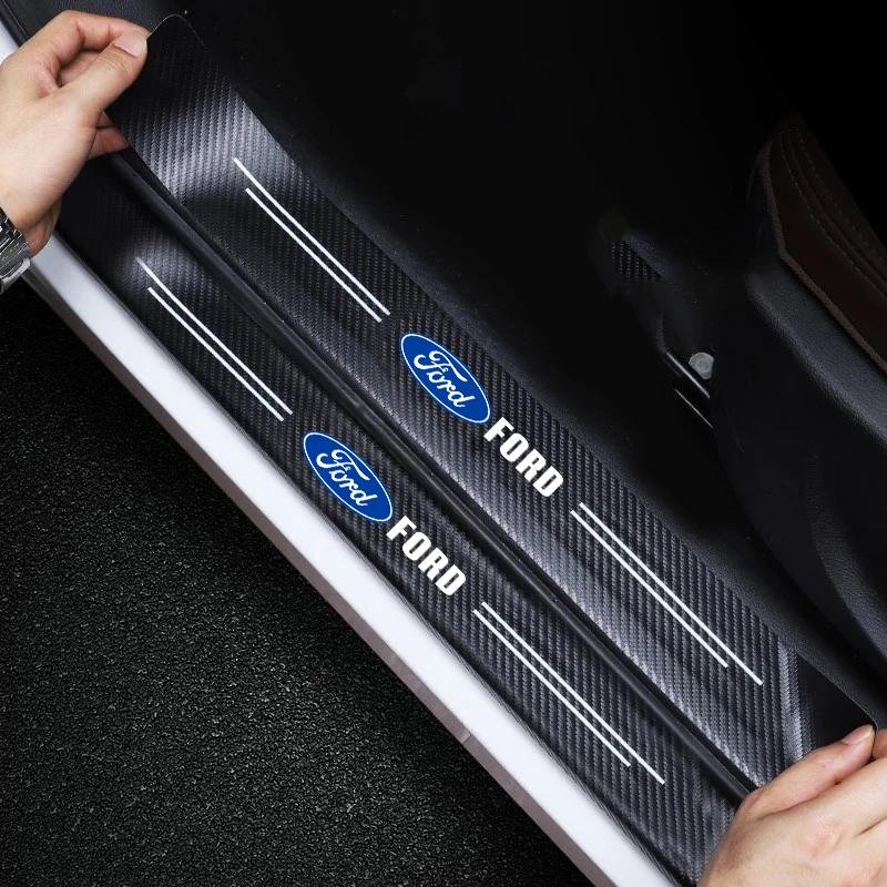 VOPL3 Car Carbon Fiber Trunk Stickers Car Threshold Sticker For Ford Focus Fiesta Mondeo Explorer Transit Fusion Auto Decorative Decal