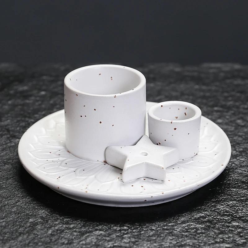 

1 шт. Керамическая подставка-аромалампа многофункциональная 4-в-1 для пало санто, шалфея, свечей и кристаллов. Идеально для Рождества