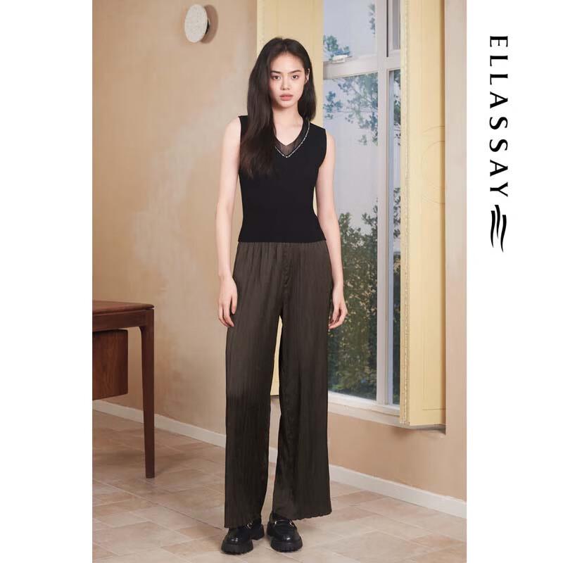 ELLASSAY Simple Pleated Wide-Leg Pants