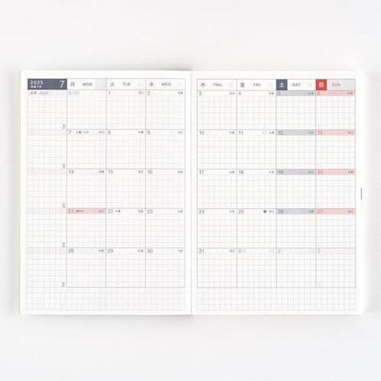 Hobonichi Techo 2025 Main Body Original avec A6 1 Page per Day (Second Half Only) July Monday Start