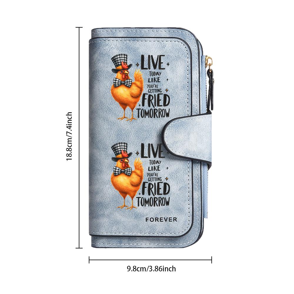 Cute Chicken Printed Wallet Fashion Long PU Leather Purse for Ladies