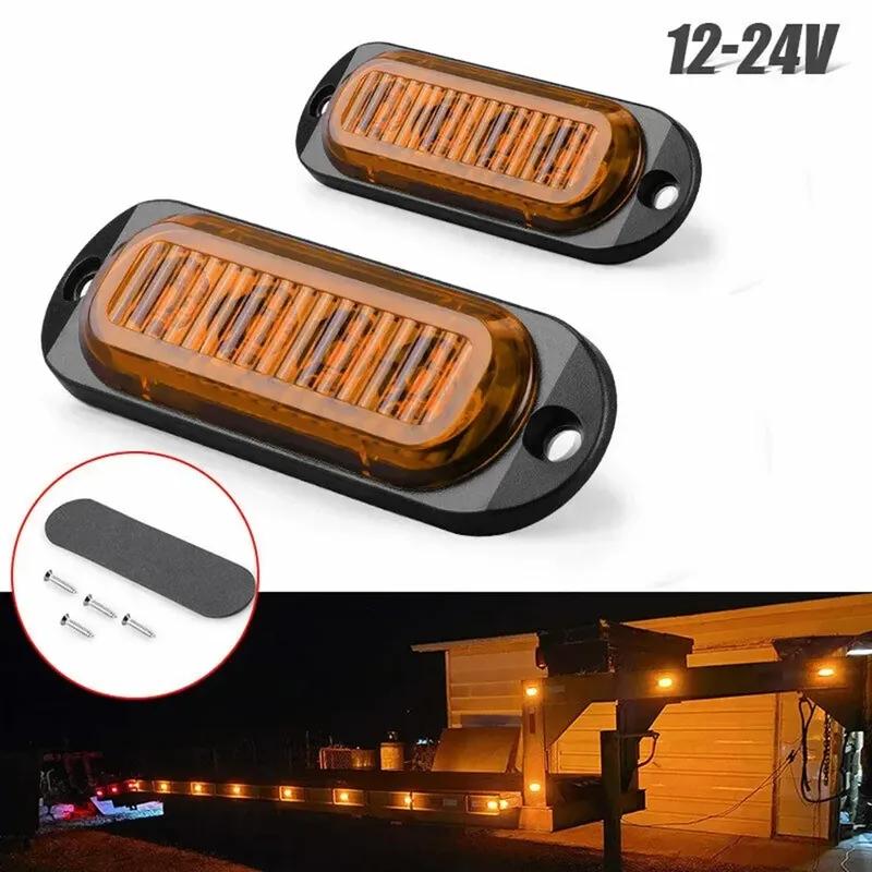 2pcs Yellow LED Side Marker Clearance Light Orange Lamp Indicator 12V-24V Truck Trailer Caravans Replacement Accessories