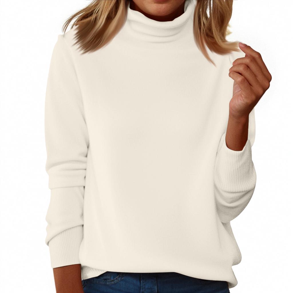 Women's Slim Fit Temperament Wool Long Sleeve Seamless Turtleneck Sweater