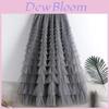 Net Tulle Ruffle Midi Skirt For Women Summer Elegant Slim Fit Princess Style