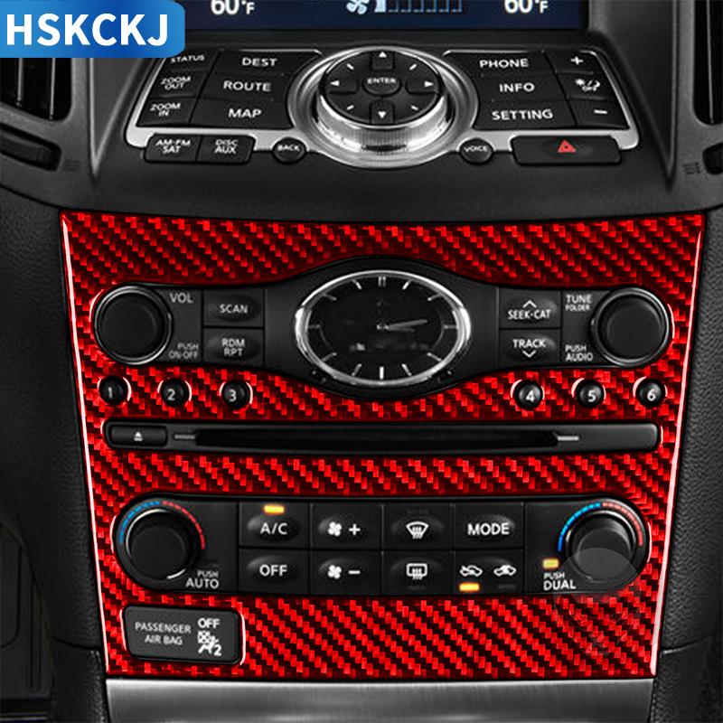 Real Carbon Fiber Central Control Panel Sticker Interior Accessories Styling Decoration For Infiniti G37 2007-2013 Q60
