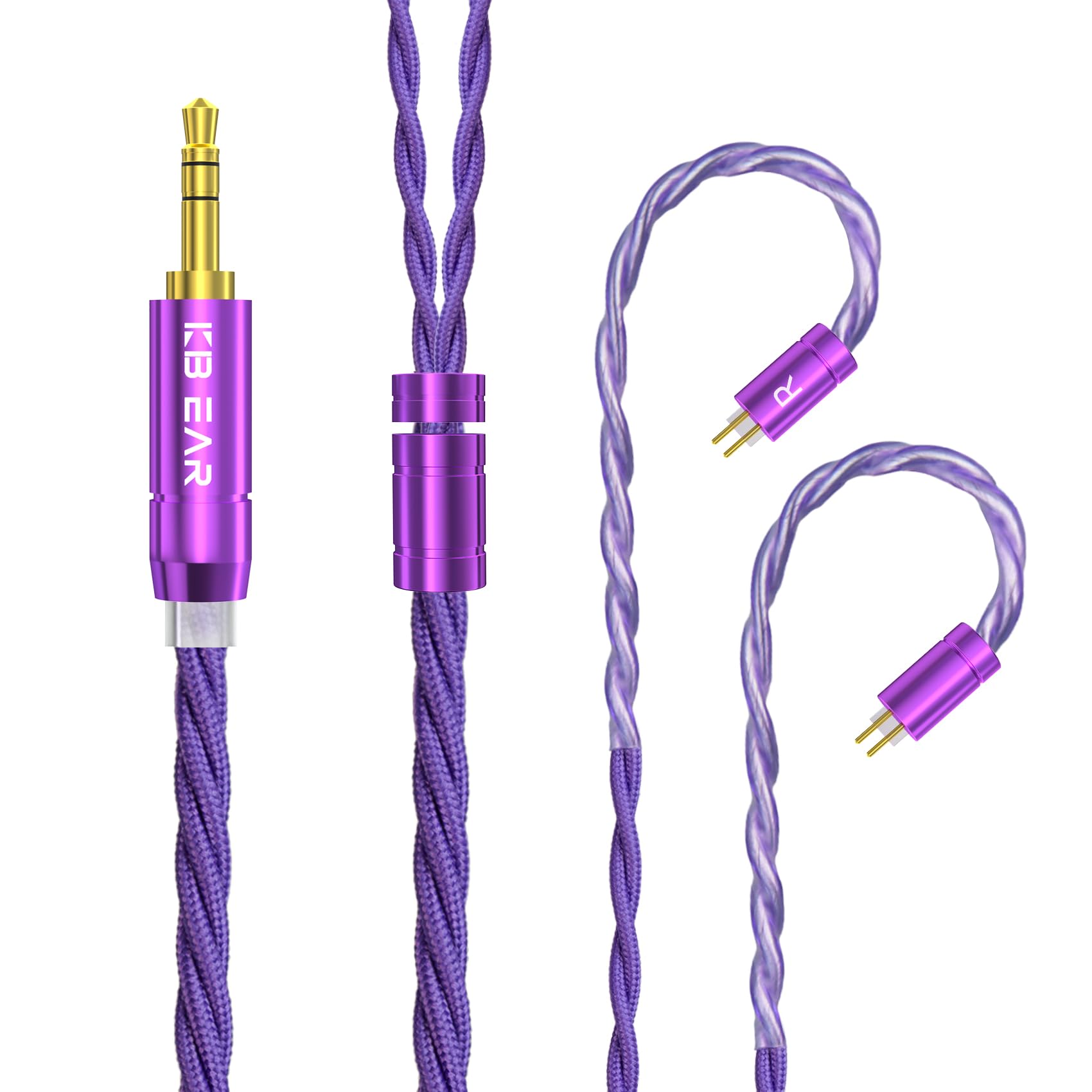 

2pin 5N single crystal copper cable earphone upgrade cable earphone replacement cable for KZ earphones compatible with [KBEAR ST19] 3.5mm re-cable фіолетовий