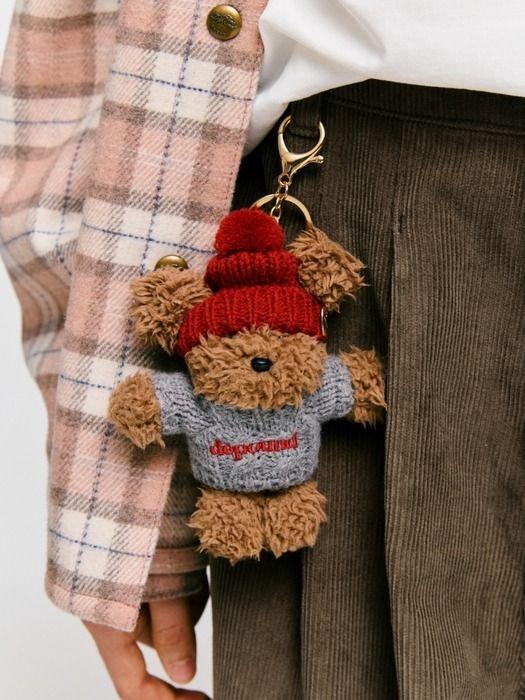 DEPOUND danny keyring in cable knit - brown Brown