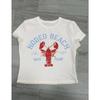 T-shirt estiva da donna a maniche corte stampata girocollo slim corta sexy senza vita