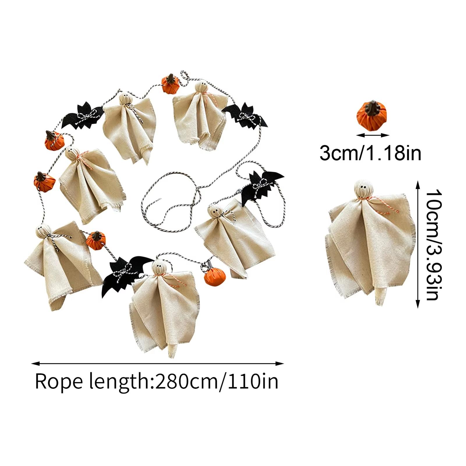 

Rustic Halloween Ghost Garland Farmhouse Decor Spooky Hanging Banner 280cm Ghosts Theme Party Indoor Outdoor Decorations