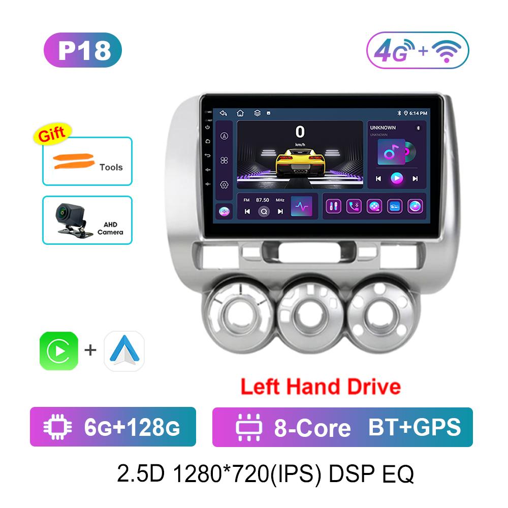 Left Hand Drive 9'' for Honda Jazz 1 GD 2001 - 2008 Car Radio Multimedia Player Android Intelligent System GPS Navi WiFi+4G BT