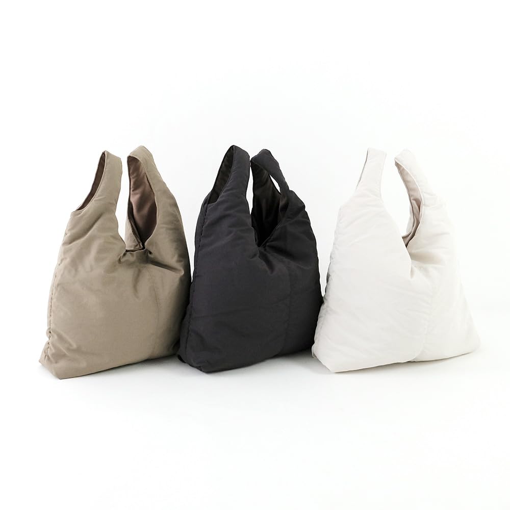 

[shesay] Soft and lightweight nylon quilted bag with pockets, perfect for commuting, unisex, dark gray