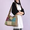 Damen Farbblock Patchwork Canvas Umhängetasche Lässige Schultertasche Mode Outdoor Einkaufen