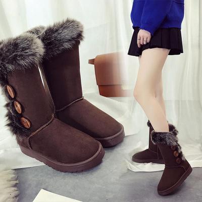 Baumwollschuhe in Übergröße mit hohem Schaft, Außenhandelsexport, verdickt und warm gefüttert, Herbst- und Winterfleece, Knöpfe, Schneestiefel, Damen 2025