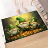 Valentine St. Patrick's Day Door Mat Carpet, Green Forest Dwarf Golden Clover Print Non-Slip Flannel  Kitchen Living Room Decor