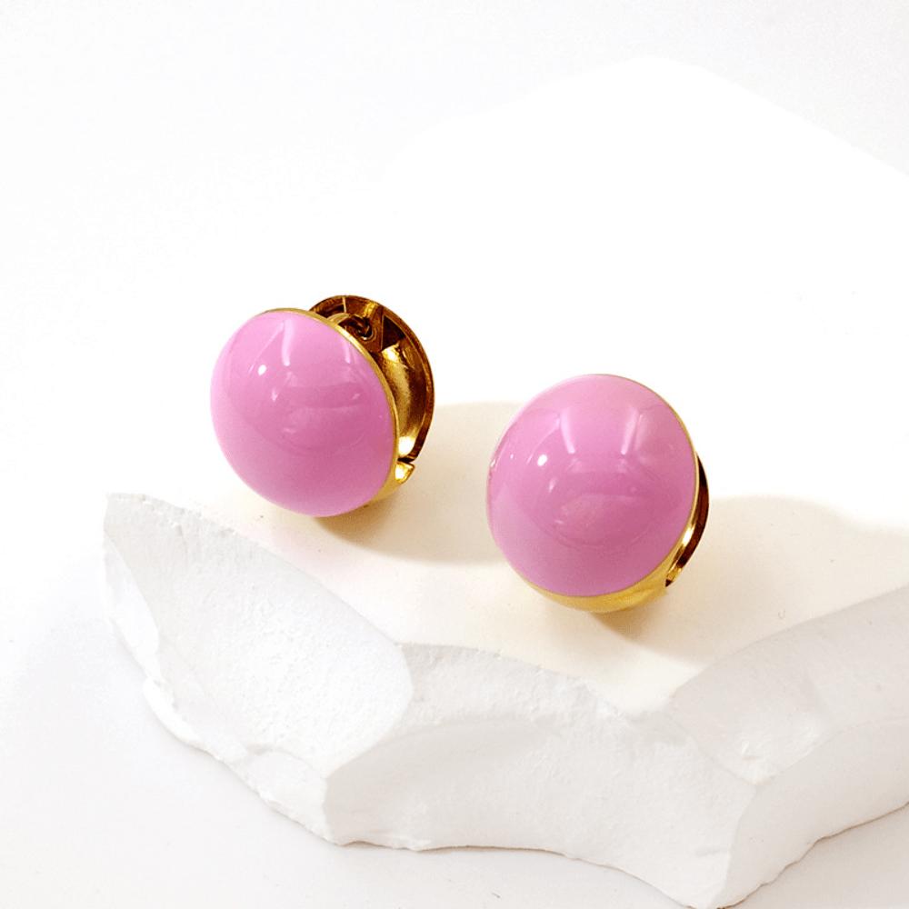Color Round Ball Ear Buckle Simple Contrasting Earrings Women's Jewelry