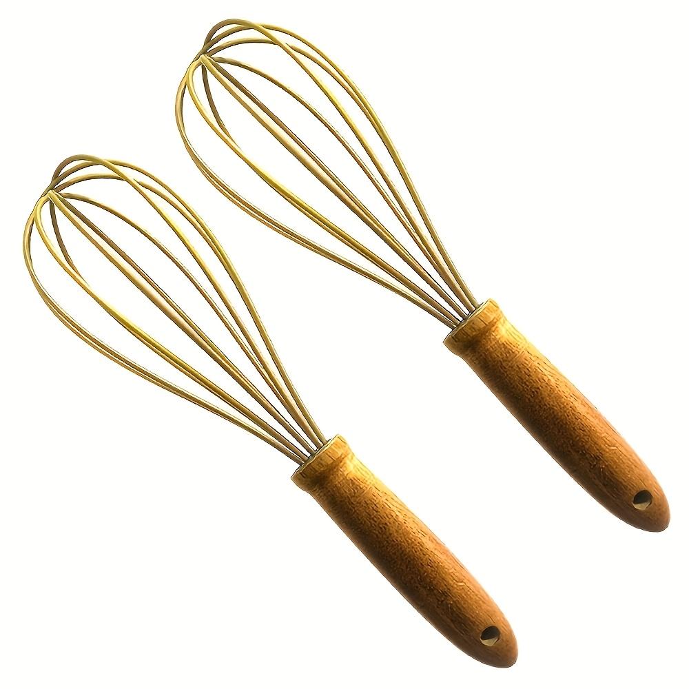 Silicone Egg Whisk with Walnut Wooden Handle, Heat Resistant Cooking Utensils for Blending Whisking Beating Stirring Cooking Backing